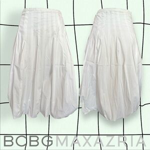 BCBG White Bubble Hem Midi Skirt